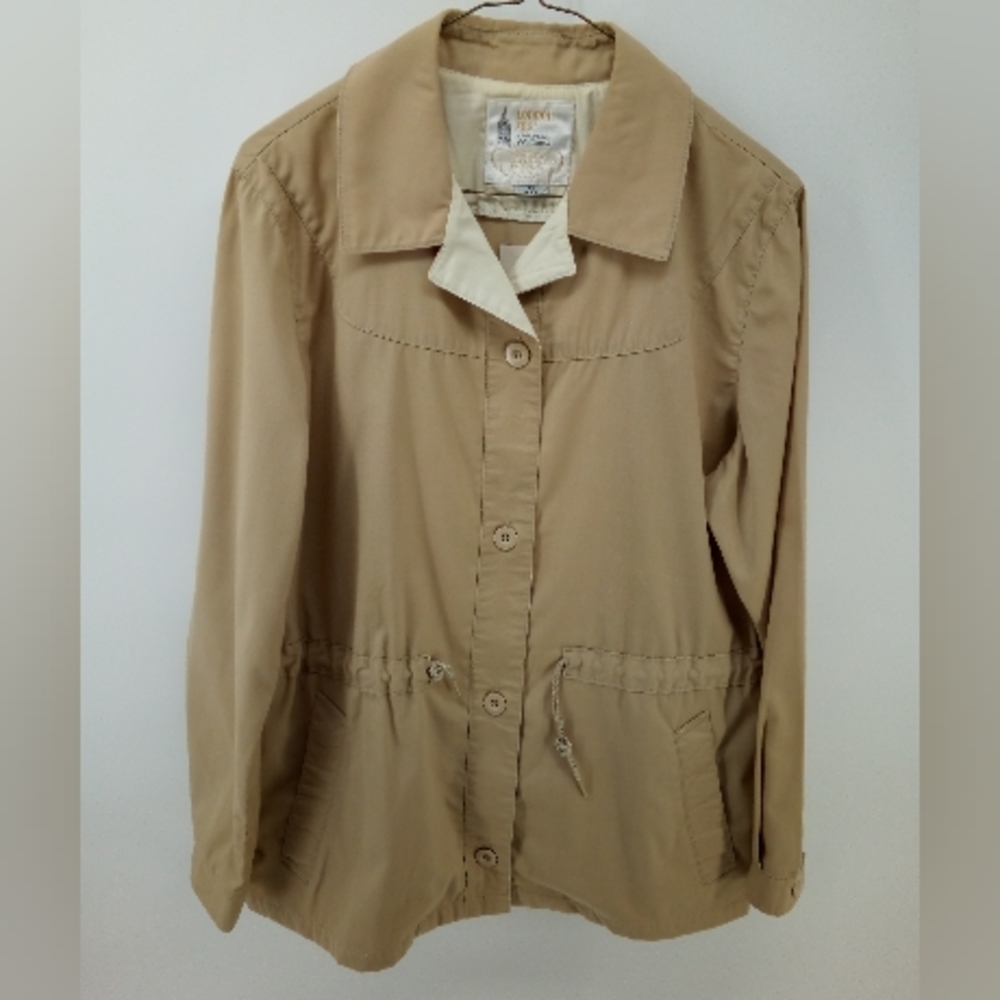 London Fog Lightweight Tan Drawstring Weatherwear Jacket 12 Reg Button